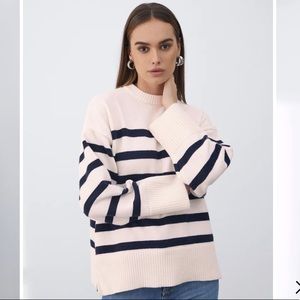 NWT - Crew Neck Drop Shoulder Striped Sweater